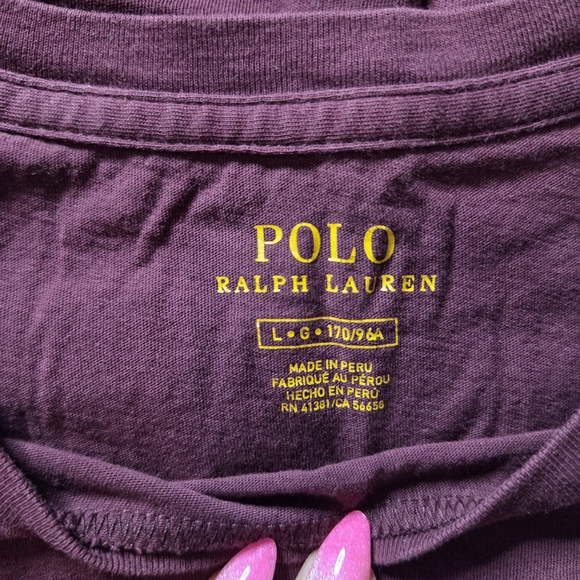 Polo Ralph Lauren Tops - Polo by Ralph Lauren Short Sleeve Tee in Deep Plum with Yellow Logo